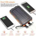 20,000mAH Solar-USB Dual Charger Waterproof Shockproof with LED Light - Image 9