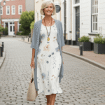 Floral Crew Neck Half Sleeves Two Piece Midi Dress - Image 4