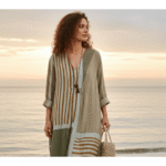 Abstract Pattern Art Print V-neck Long Sleeve Cotton Dress - Image 4