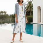Floral Crew Neck Half Sleeves Two Piece Midi Dress - Image 6