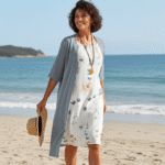 Floral Crew Neck Half Sleeves Two Piece Midi Dress - Image 7