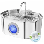 Stainless Steel Cat Water Fountain 3.2L - Automatic with Water Level Window