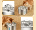 Stainless Steel Flower Cat Water Fountain 2.2L - Triple-Filter with LED Light - Image 5