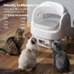 Self Cleaning Litter Box, Open Top Automatic Litter Box for Multiple Cats, Multiple Layer Safety Protection, Liners and Mat Included, White - Image 5