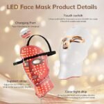 Red Light Therapy Mask for Face,Cordless LED Face Mask Light Therapy,USB C Rechargeable,Infrared Lights Masks for Home Working Travel Yoga Sleep - Image 6